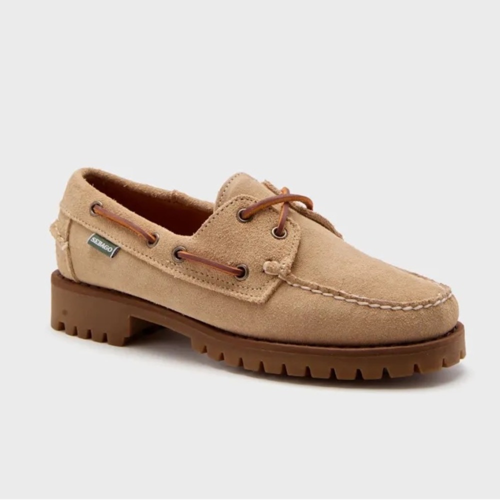 NEW $215 Campsides Sebago Ranger Suede Lug Sole Boat Shoes in Beige Camel
